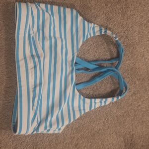 Lululemon Athletica Blue and White Striped Sports Bra